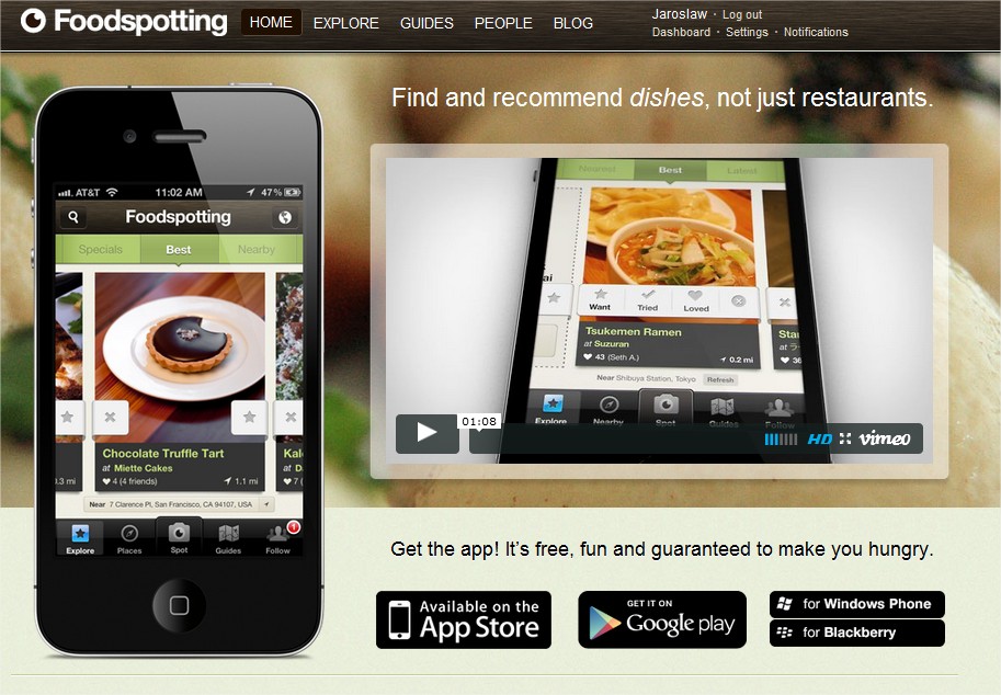 Dzięki aplikacji Foodspotting znajdziesz najlepsze potrawy w okolicy i dania polecane przez twoich znajomych